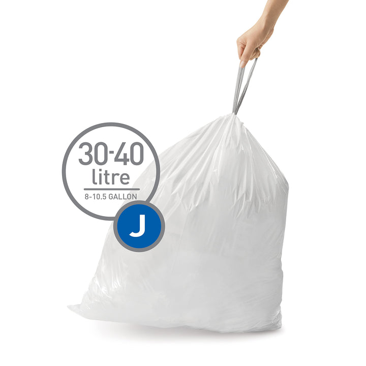 simplehuman CW0259 Code J Custom Fit Bin Liner Bulk Pack, White (60 Count)