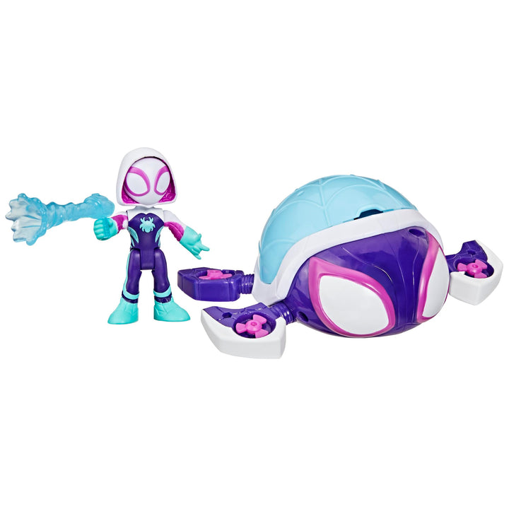 Spidey and His Amazing Friends Marvel Water-Webs Ghost Turtle Submarine Toy - Color-Change Eyes & Action Figure Playset