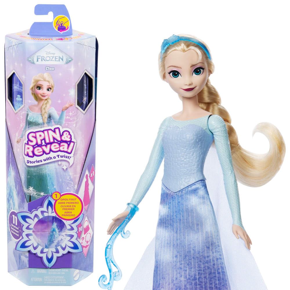 Mattel Disney Frozen Elsa Spin & Reveal Doll Playset - 11 Surprises with Fashion Accessories 1