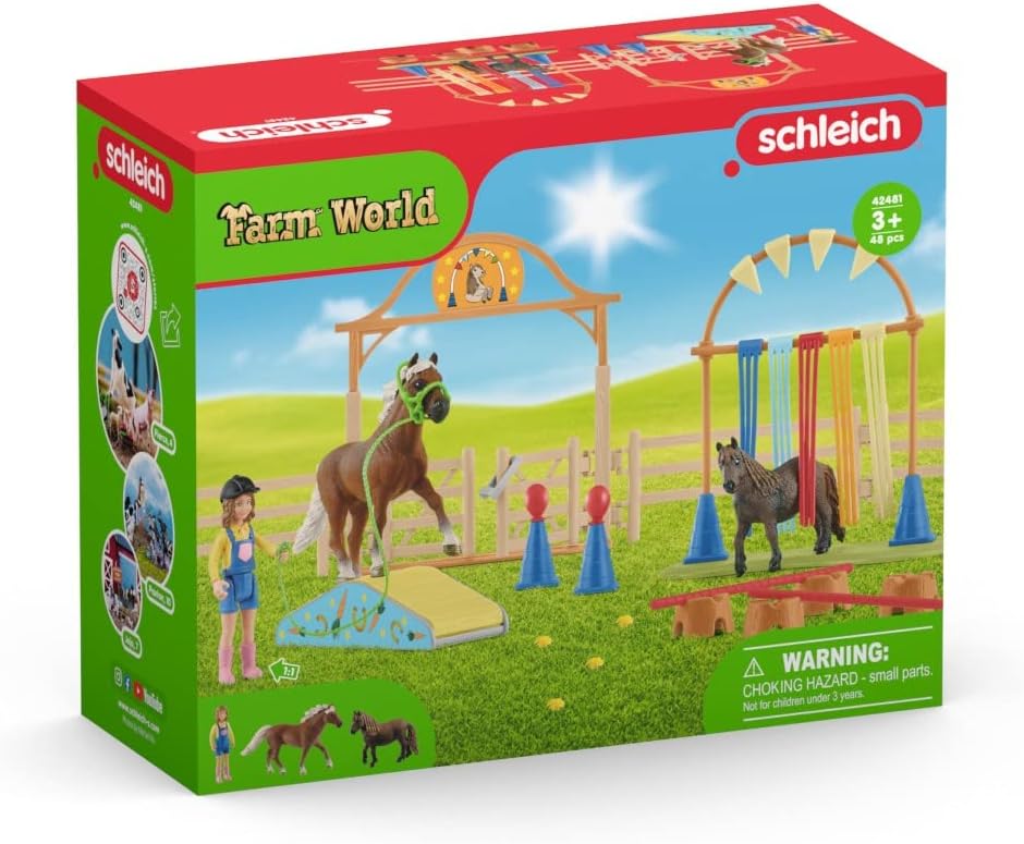 Schleich 42481 Pony Agility Training Playset - Farm World Animal Figures for Kids 3+ 2