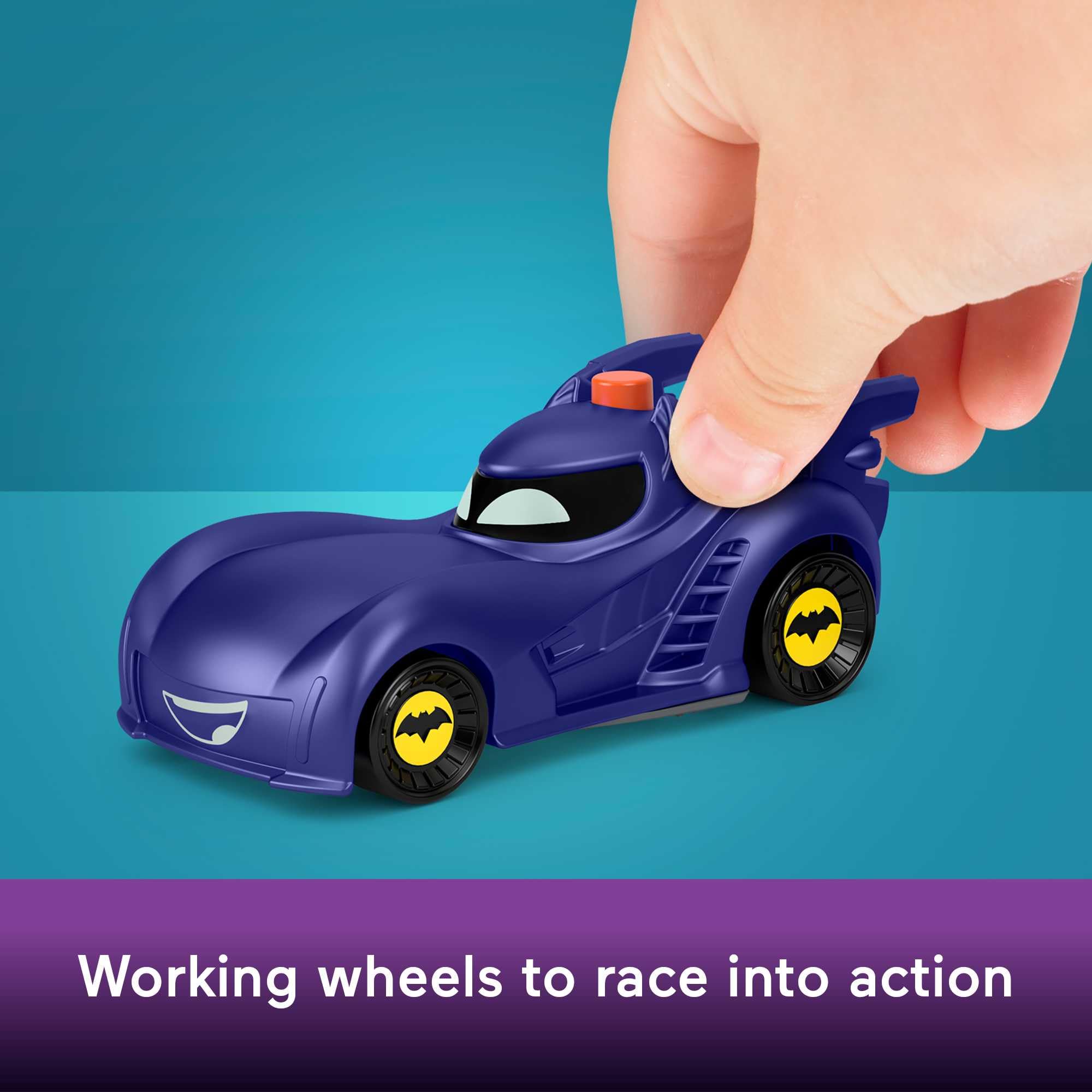 Fisher-Price DC Batwheels Light-Up 1:55 Scale Toy Cars 2-Pack - Bam the Batmobile & Buff the Bat-Truck, Ages 3+ 2