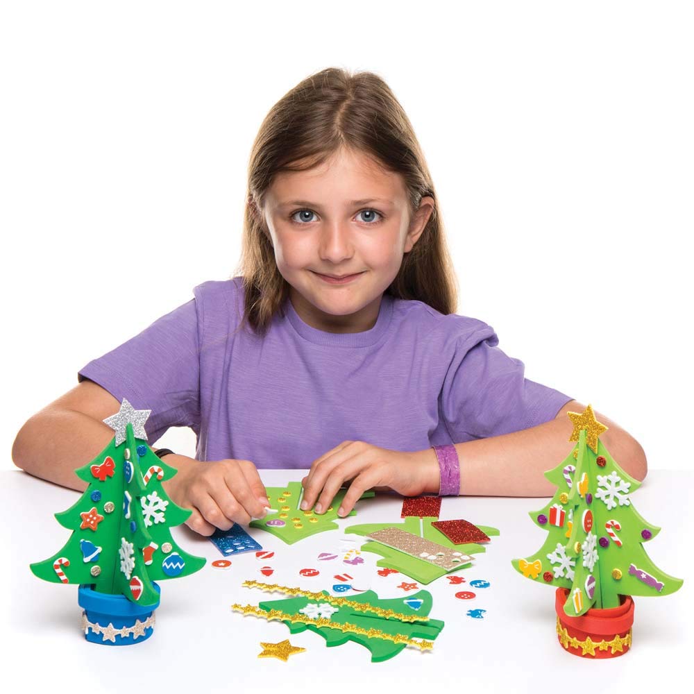 Baker Ross AR802 Felt Christmas Tree Craft Kit - 3D Foam Decorations for Kids Ages 3+ 2