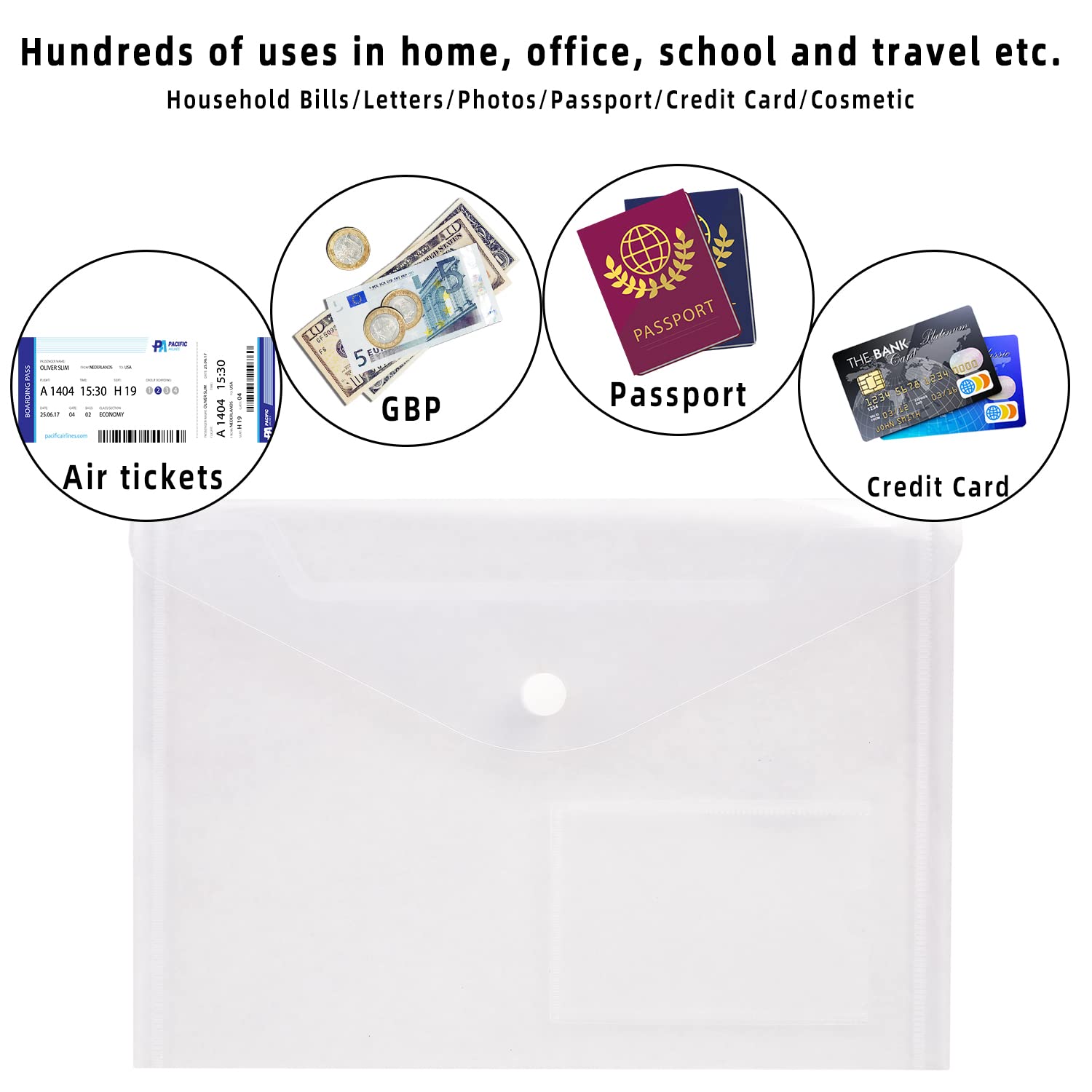 GoodtoU A5 Plastic Wallets Clear Popper Document Folders | 30 Pack | 150 Sheet Capacity 6
