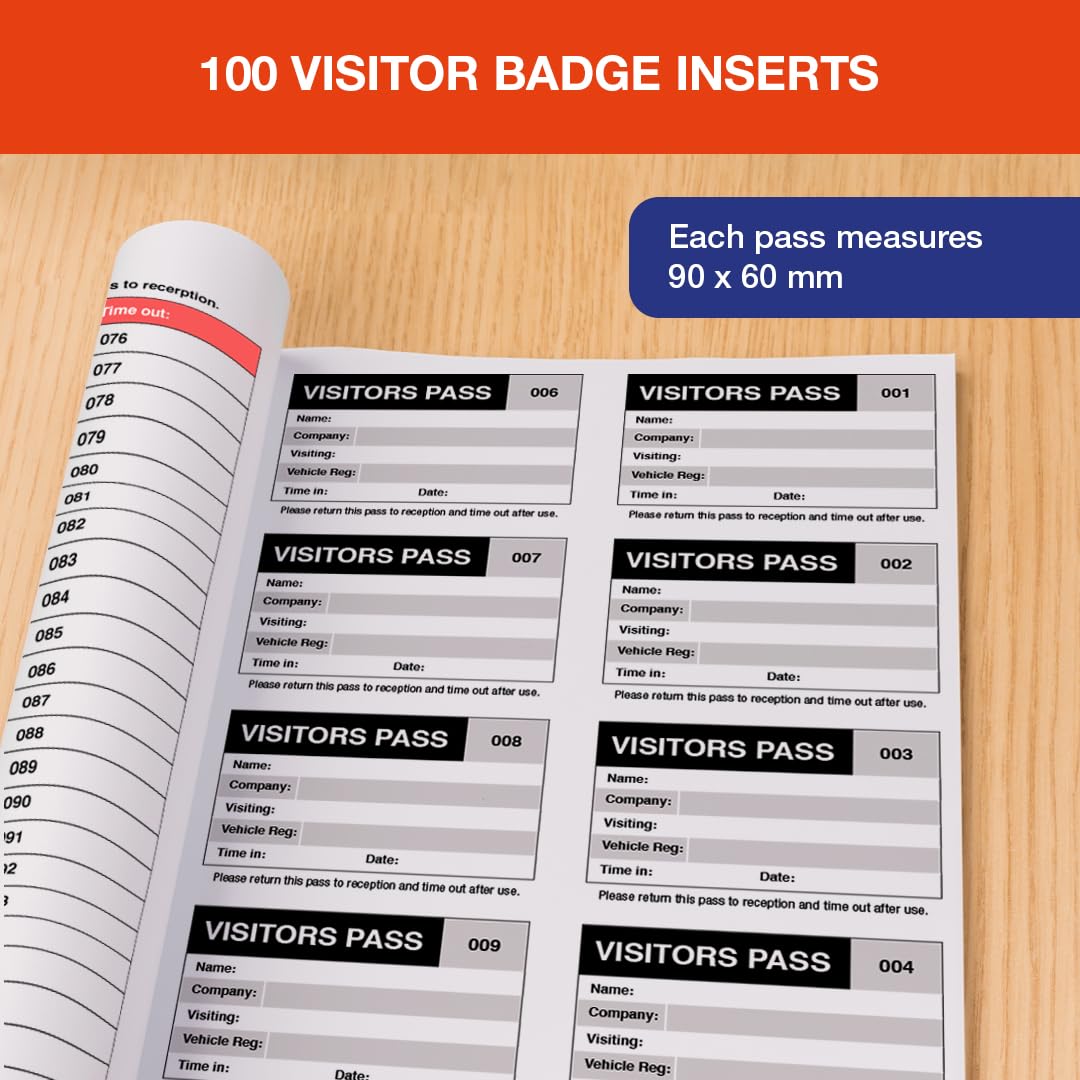 VSafety Visitor Book Refill - 100 Badge Inserts | 90 x 60mm | Yellow, White, Green 4