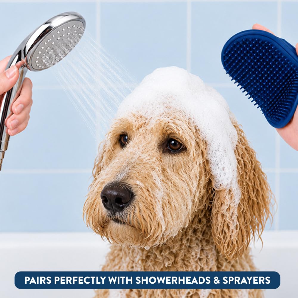 Bodhi Dog Grooming Shampoo Brush - Soothing Massage Rubber Bristles | Wet/Dry Use