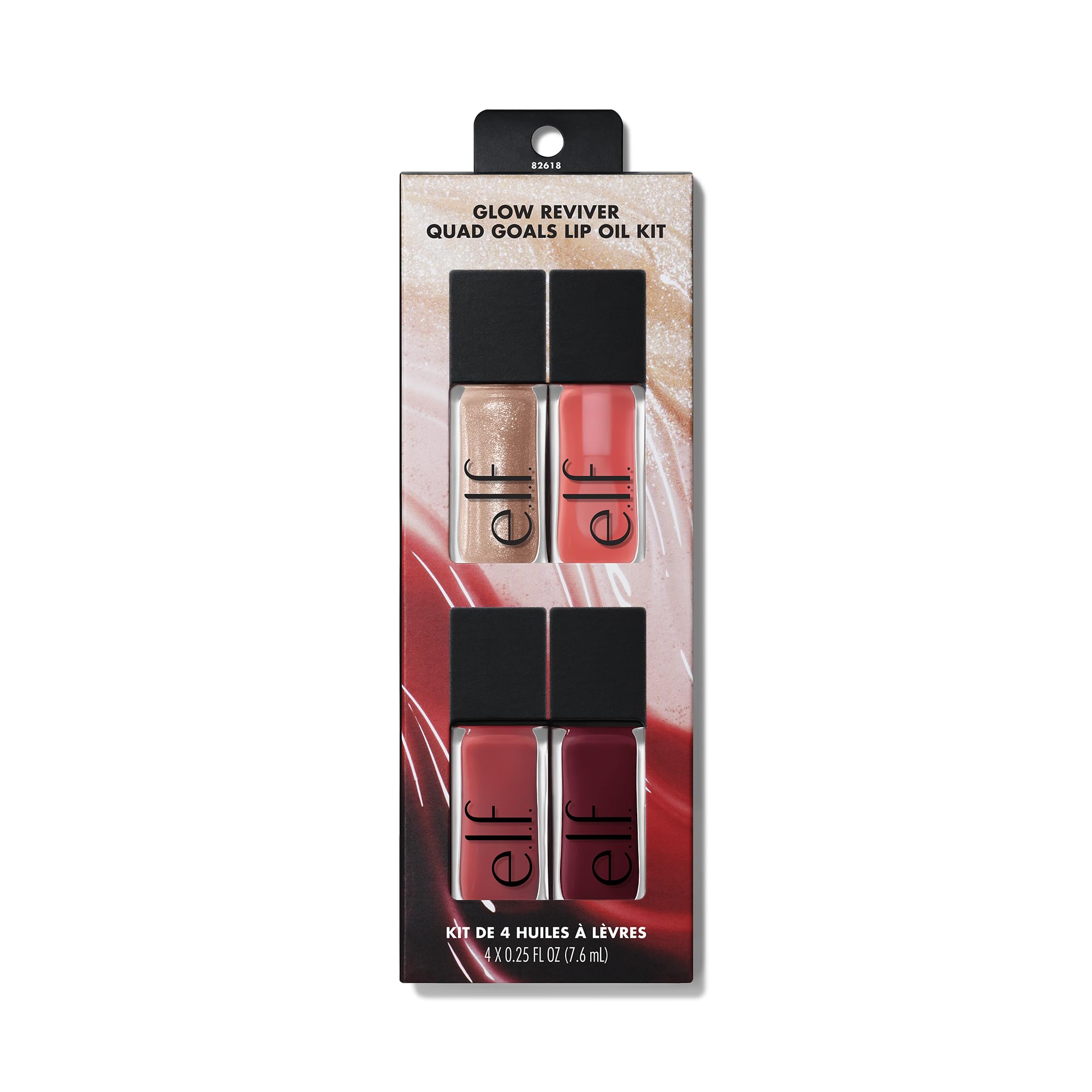 e.l.f. Glow Reviver Quad Goals Lip Oil Kit (4 Shades: Pink Quartz, Rose Envy, Jam Session, Crystal Baller) 1