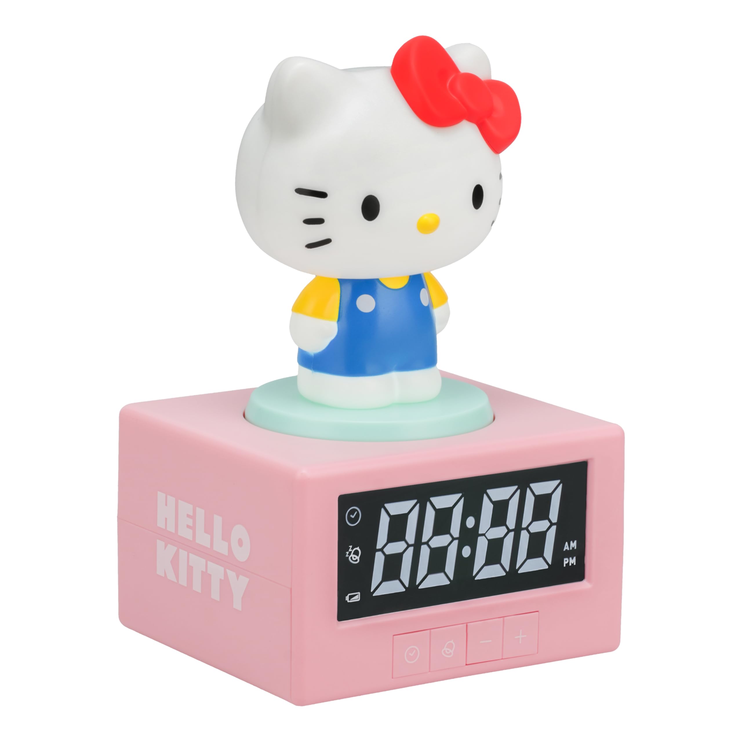 Paladone Hello Kitty Digital Alarm Clock with Night Light & Music | Battery Powered | Pink