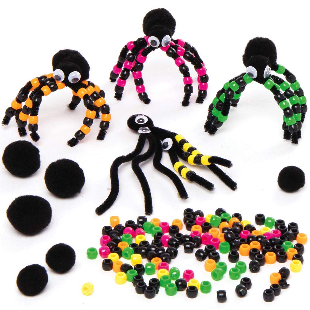 Baker Ross Spider Bead Craft Kit - Pack of 4 Halloween Craft Kits for Kids 1