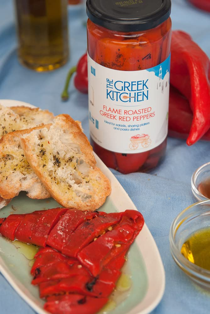 The Greek Kitchen Flame Roasted Red Peppers - Sweet Flesh, No Added Sugar | 360g Jar