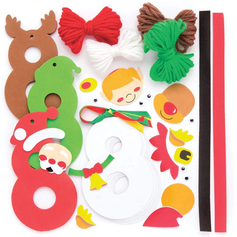 Baker Ross AR752 Christmas Pom Poms Decoration Kits - Santa, Elf & Reindeer Craft Kits 5