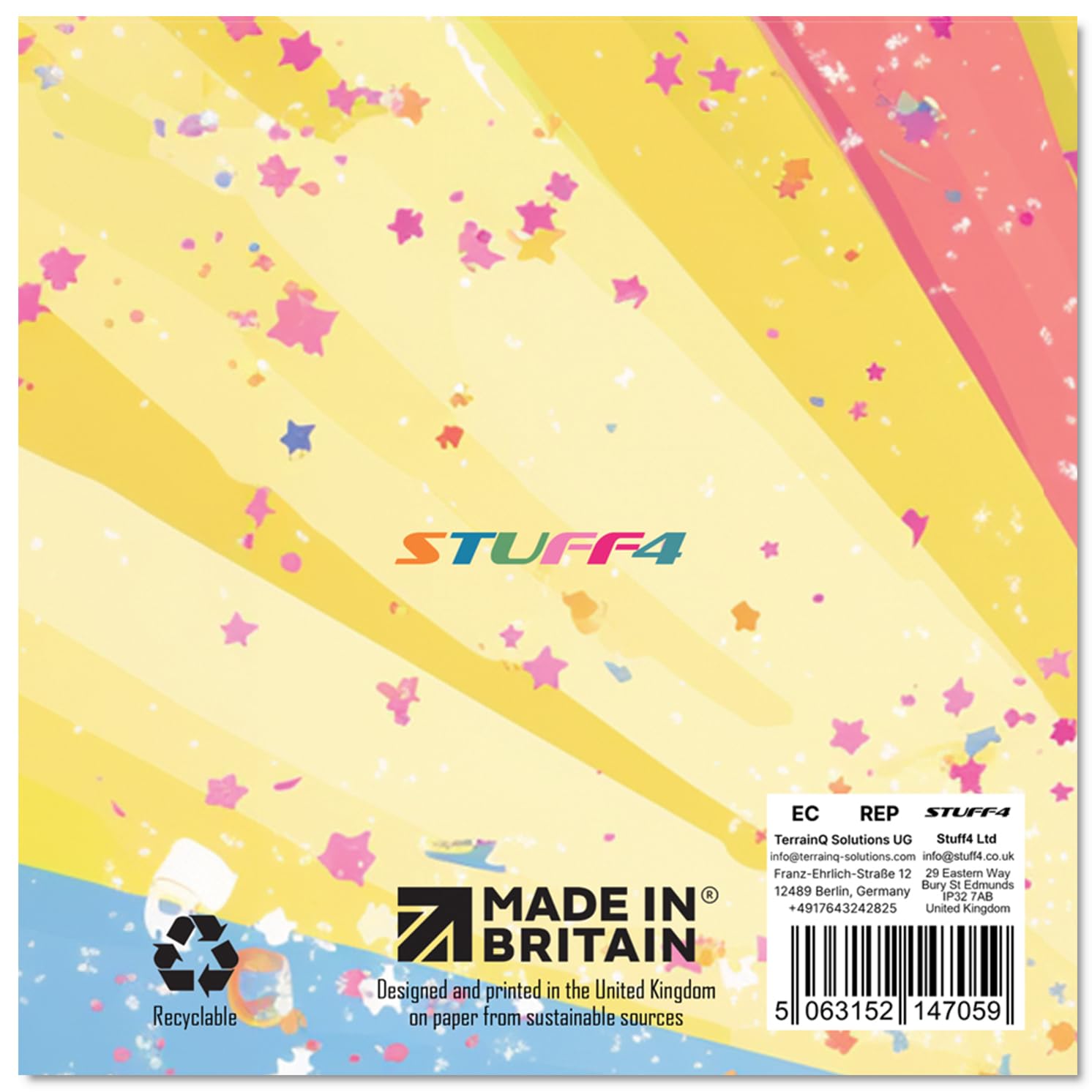 Stuff4 Girls 3rd Birthday Card - Cool Unicorn Sunglasses Design | 145mm Square | 300gsm 2
