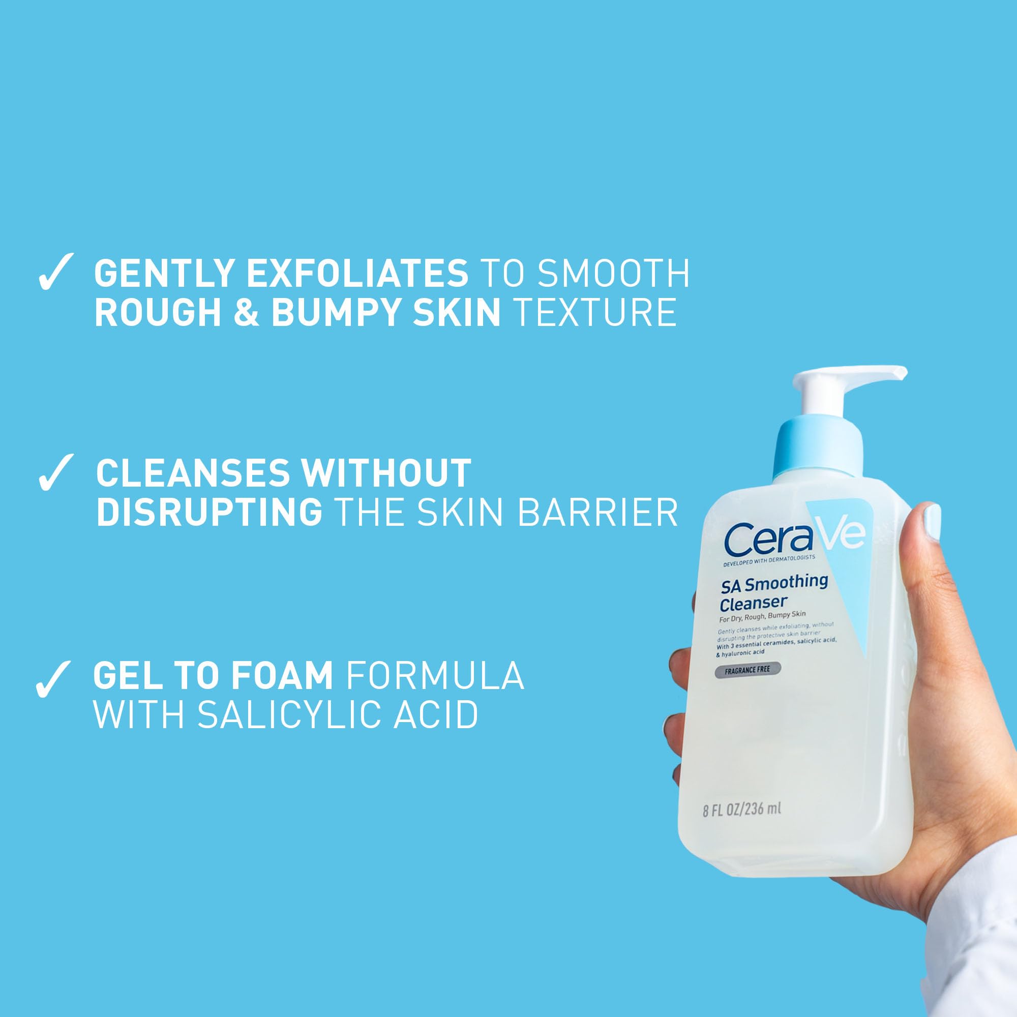 CeraVe SA Smoothing Cleanser with Salicylic Acid for Dry, Rough & Bumpy Skin (530g) 2