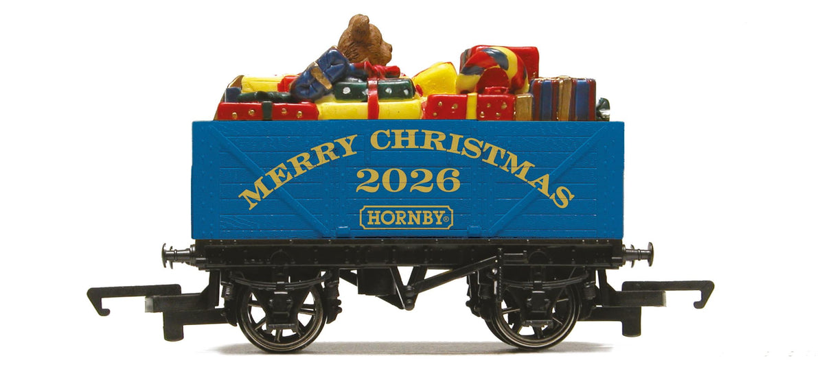 Hornby R60330 2026 Christmas Wagon - 00 Gauge Model Railway Rolling Stock, Blue