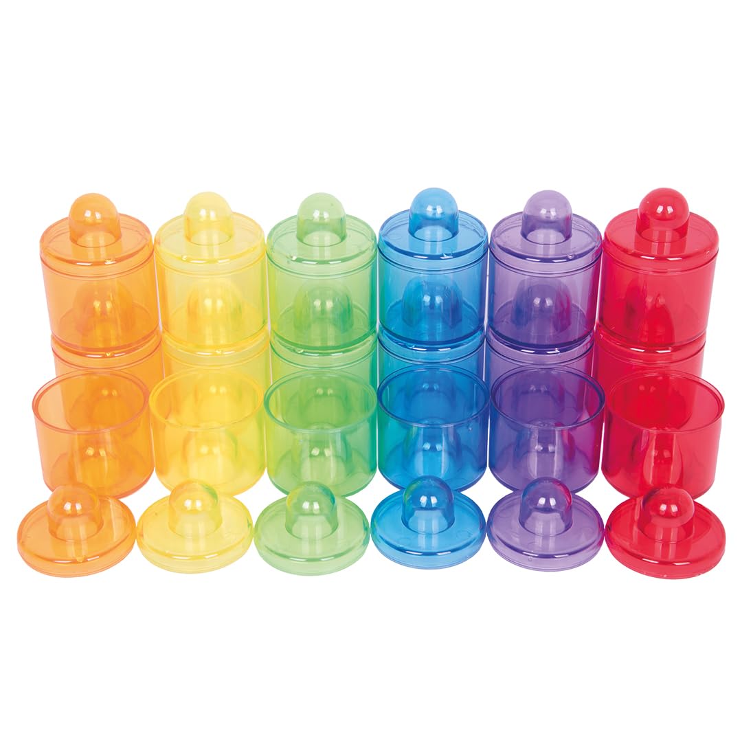 tickit Translucent Colour Pot Set - 18 Pieces, 42mm Dia, Stackable for Colour Mixing | Ages 12m+ 1
