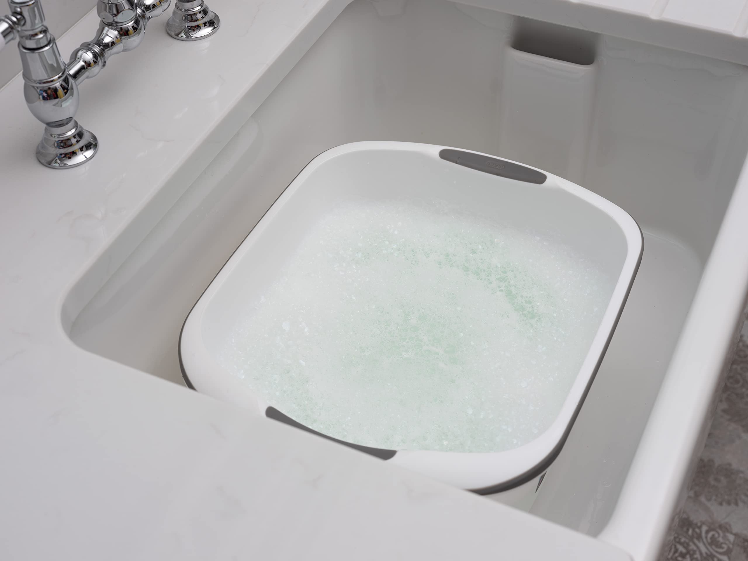Addis Large Rectangular Washing Up Bowl - 9.5 Litre Capacity, White & Grey 4