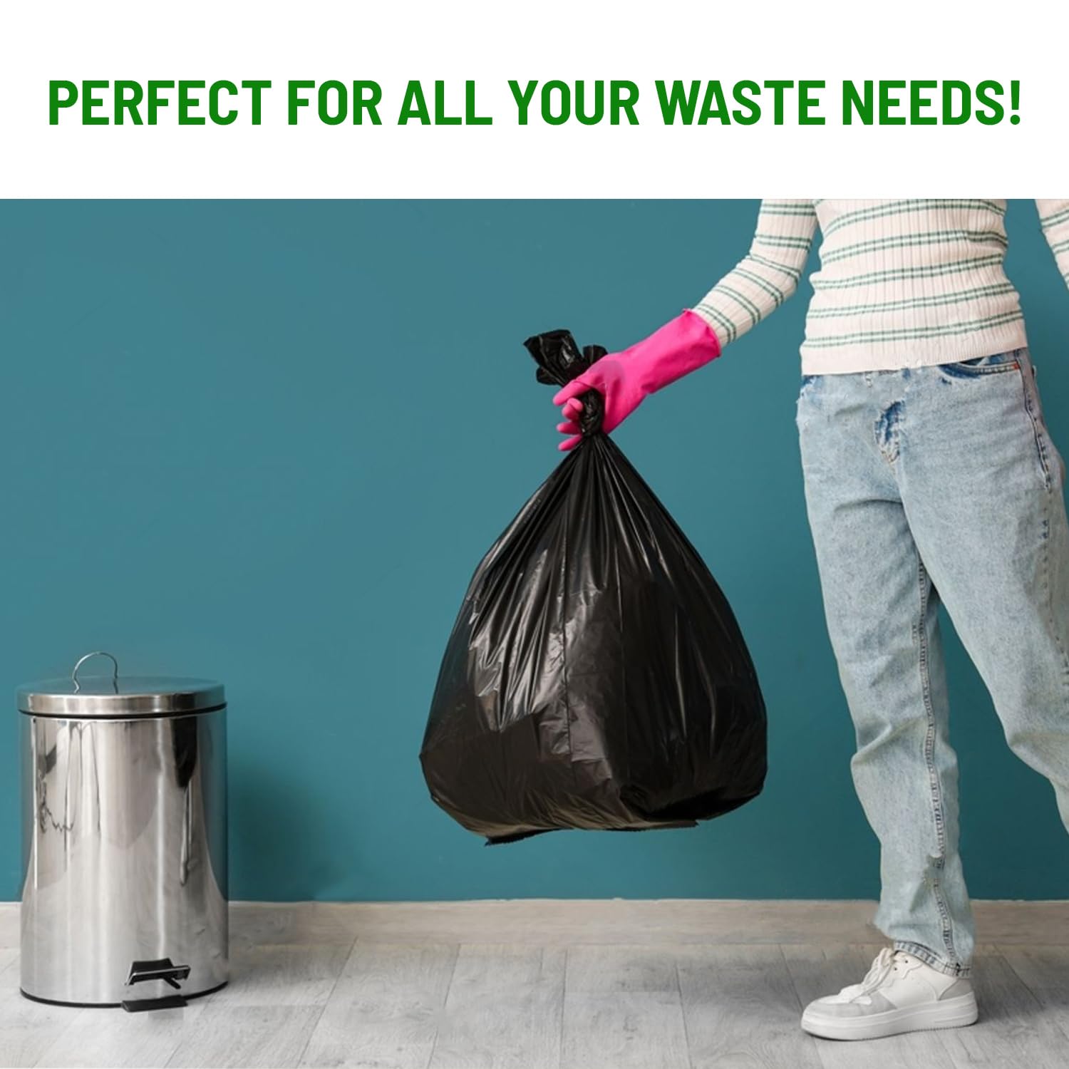 Delka Heavy Duty Black Bin Bags – 30 Micron Extra Strong Leak-Proof 75L Garbage Liners – 25 Pack 2