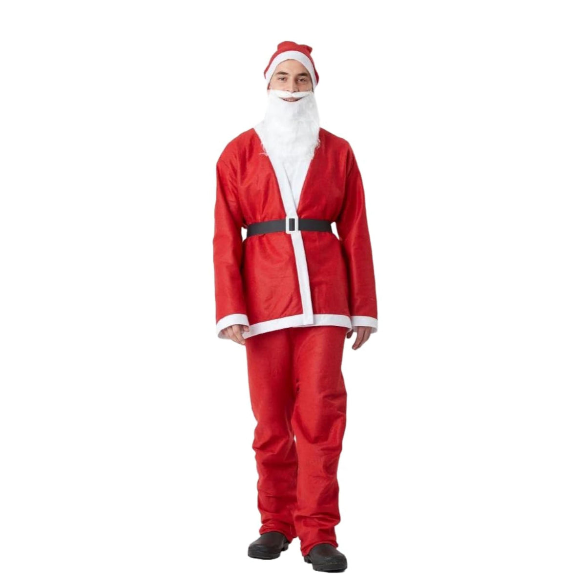 SHATCHI Santa Claus Costume Outfit - 5-Piece Adult Set, Small, Red/White Felt