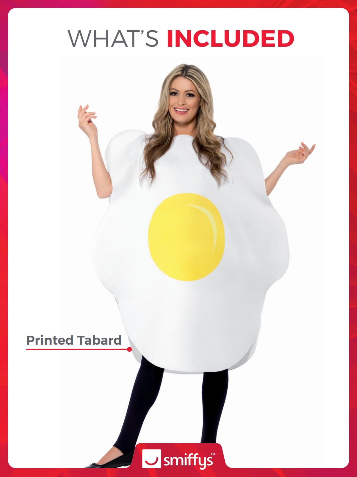 Smiffys Egg Costume - Adult Unisex Funny Fancy Dress with Printed Tabard 2
