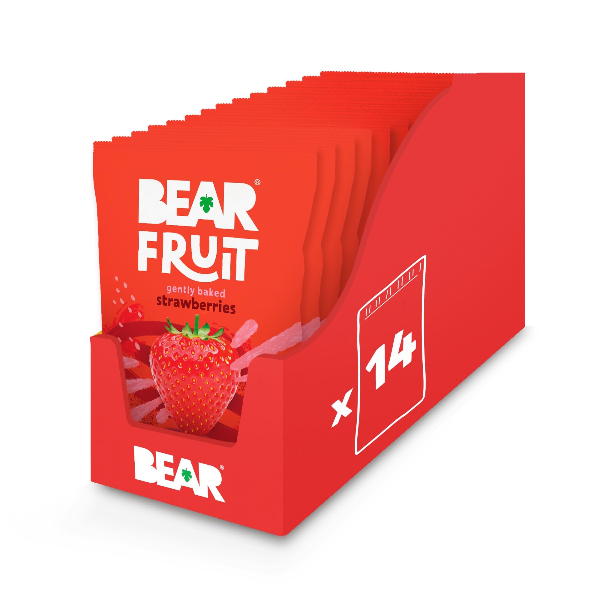 BEAR Fruit Dried Strawberry Packs - Gently Baked, No Added Sugar, Vegan - 14 x 35g 1