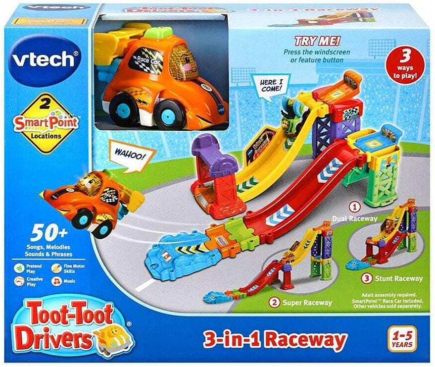 VTech Toot-Toot Drivers 3-in-1 Raceway - Stunt Track with SmartPoint Technology for Toddlers 1-5 Years 2