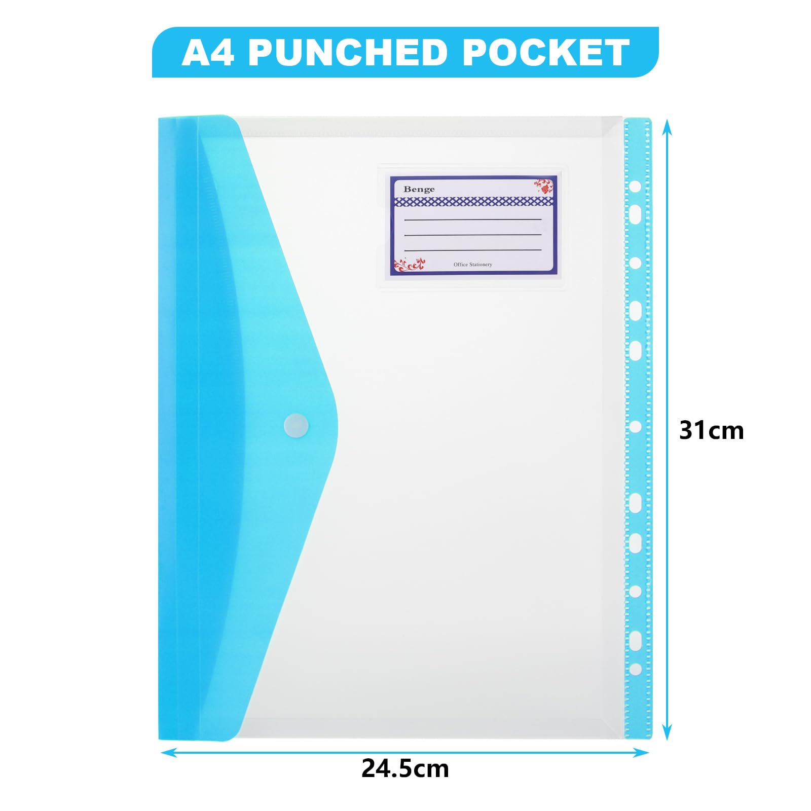 ASelected 12 Pcs A4 Plastic Wallets with Popper Closure | 6 Assorted Colors | 50 Sheet Capacity 2