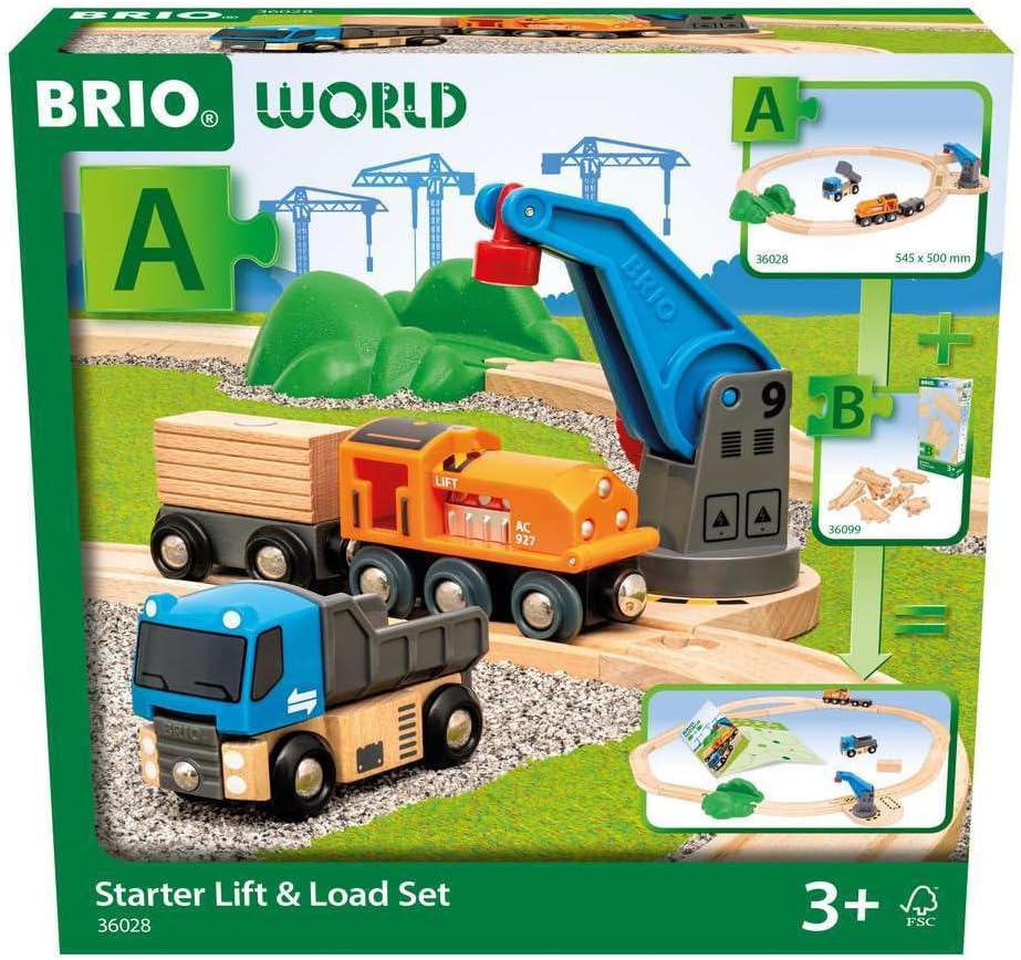 BRIO World Lift & Load Starter Set - Wooden Railway Train Playset for Ages 3+ 1