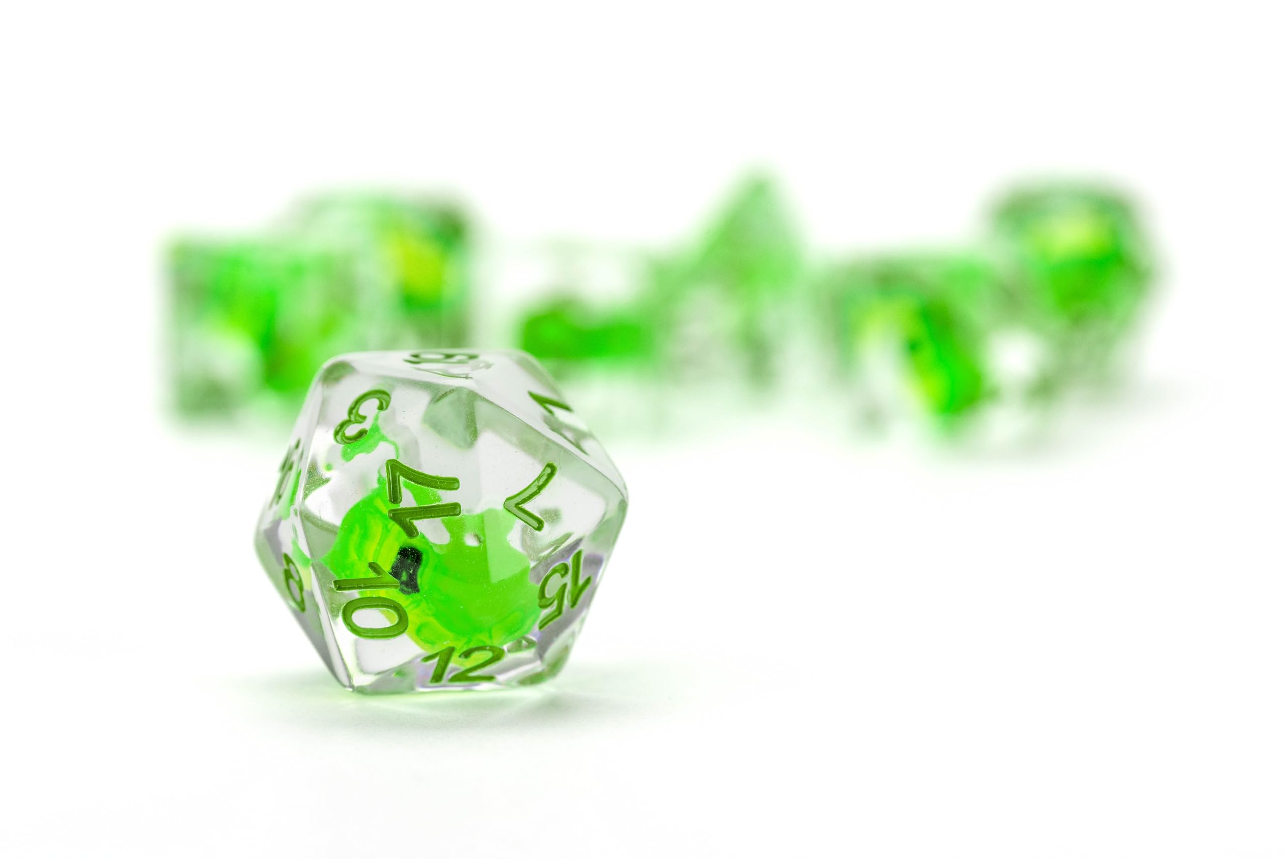 Metallic Dice Games Dragon Storm Inclusion Resin Dice Set - Green Dragon | 7-Piece Set 4