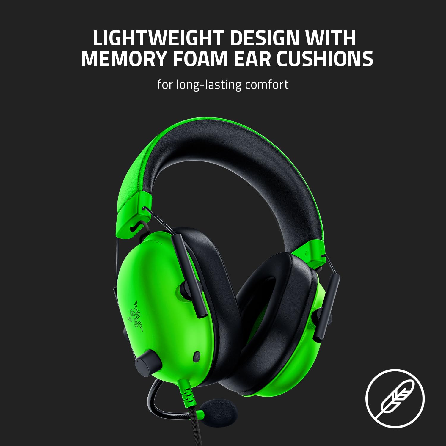 Razer BlackShark V2 X - Multi-Platform Wired Esports Headset (Triforce 50 mm Drivers, Advanced Passive Noise Cancellation, 7.1 Surround Sound, Hyperclear Cardioid Mic) Green 4