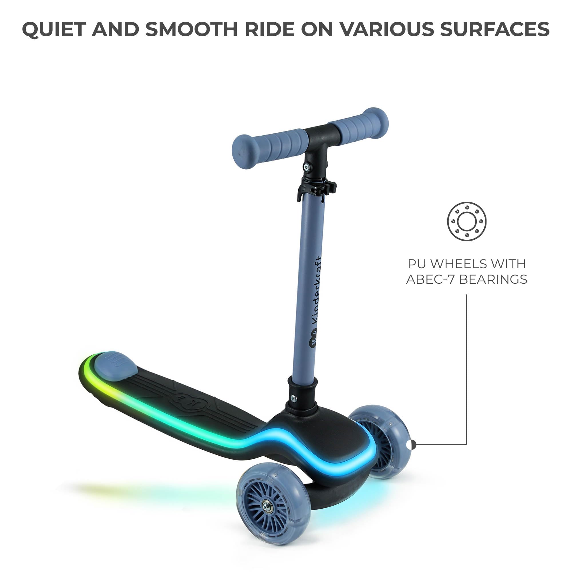 Kinderkraft RAKET LED Scooter for Children 2+ | 3-Wheel Balance | Adjustable Handlebar 6