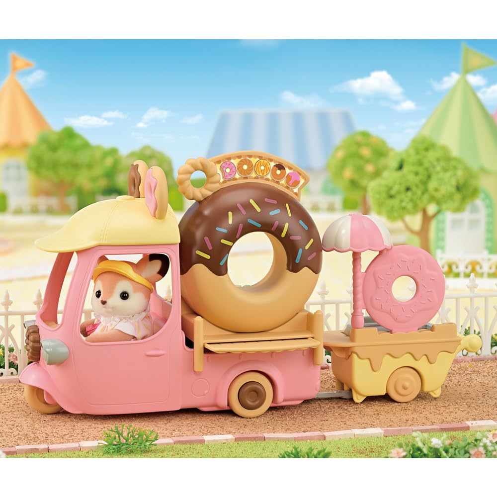 EPOCH Sylvanian Families Doughnut Trolley Playset | Includes 33 Pieces | Ages 3+ 4
