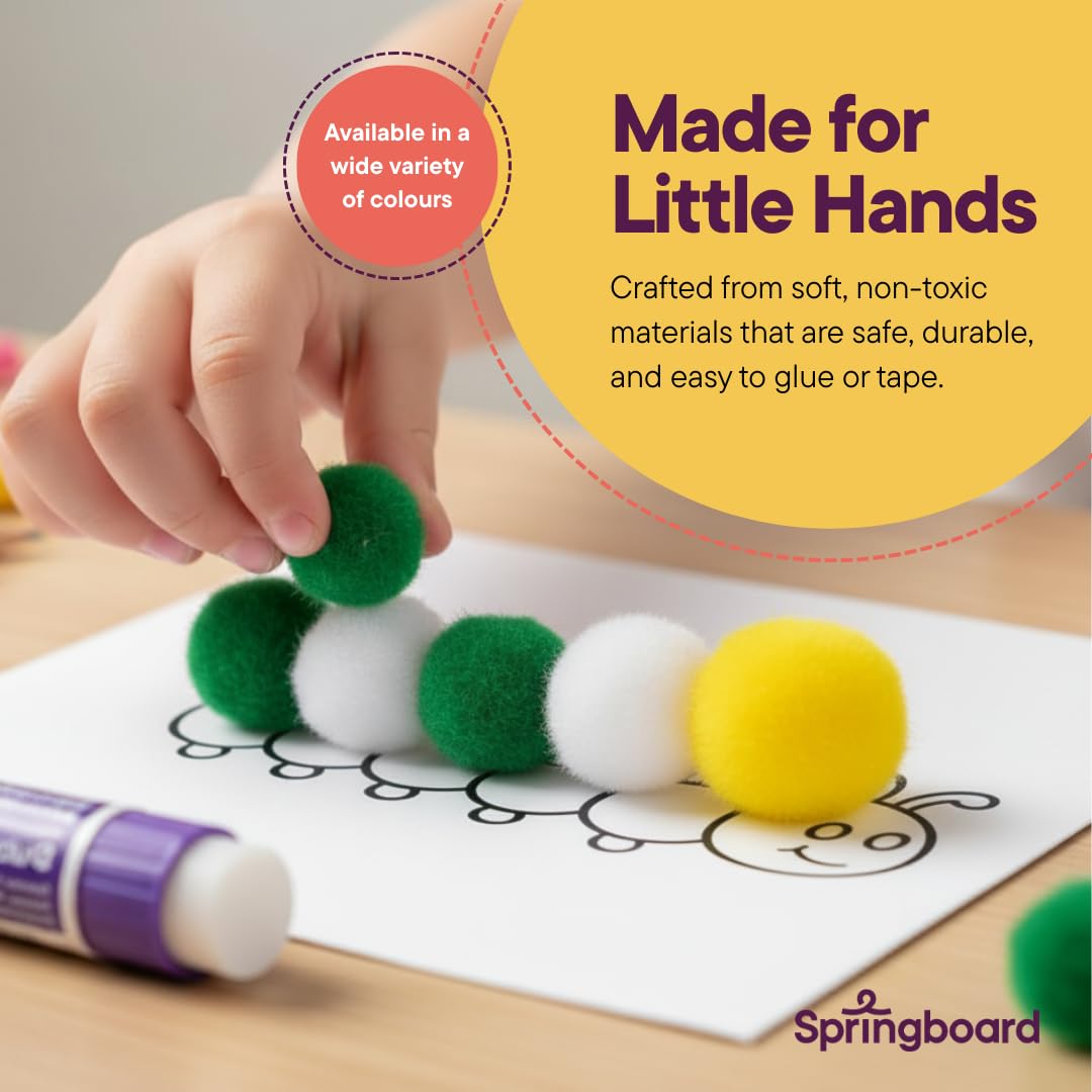 Springboard Supplies White Pom Poms Pack of 80 - Fine Motor Skill Development | Sensory Play 5