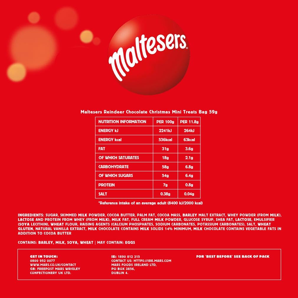Maltesers Reindeer Chocolate Bar - Honeycomb Malt Filling | 59g