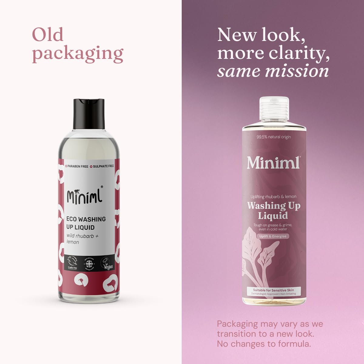 Miniml Washing-Up Liquid - Rhubarb & Lemon Scent | Plant Based Vegan Formula | 400ml