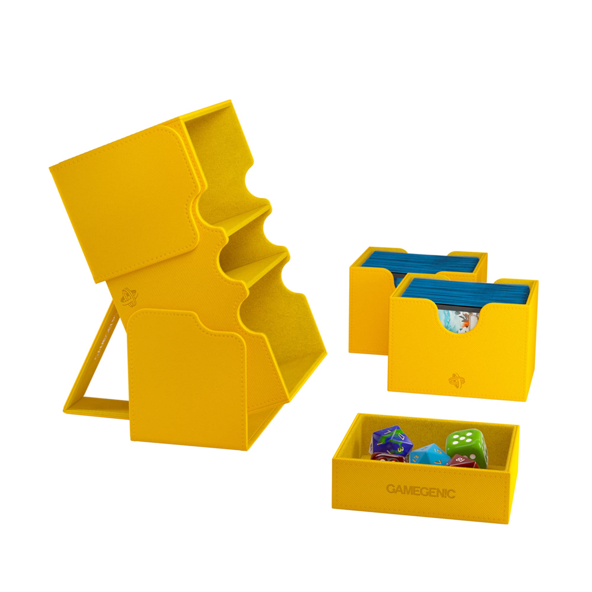 Gamegenic Stronghold 200+ XL Convertible Trading Card Storage Box - Holds 200 Double-Sleeved Cards, Yellow
