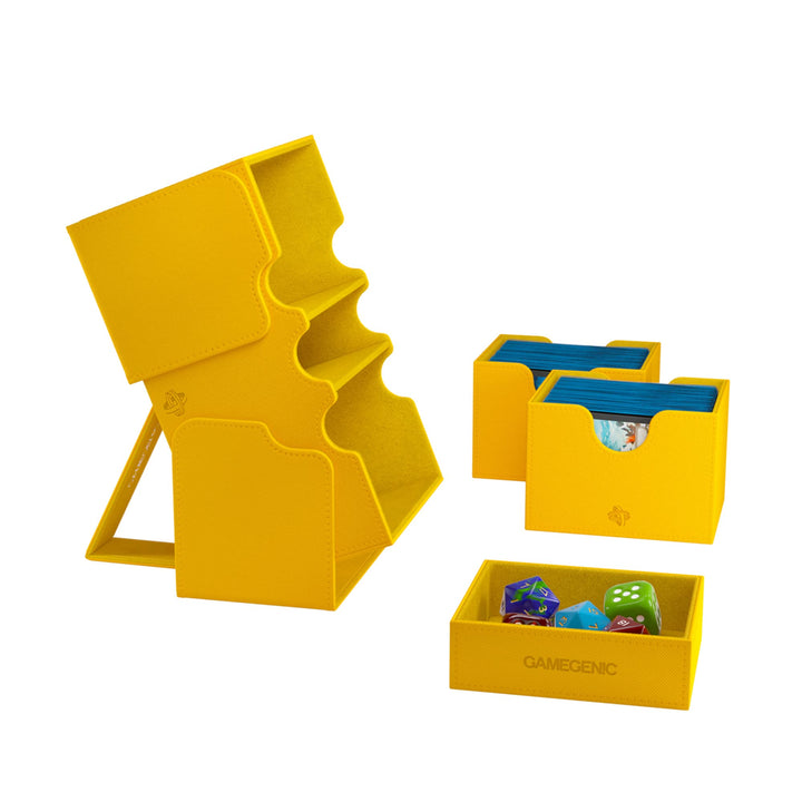 Gamegenic Stronghold 200+ XL Convertible Trading Card Storage Box - Holds 200 Double-Sleeved Cards, Yellow