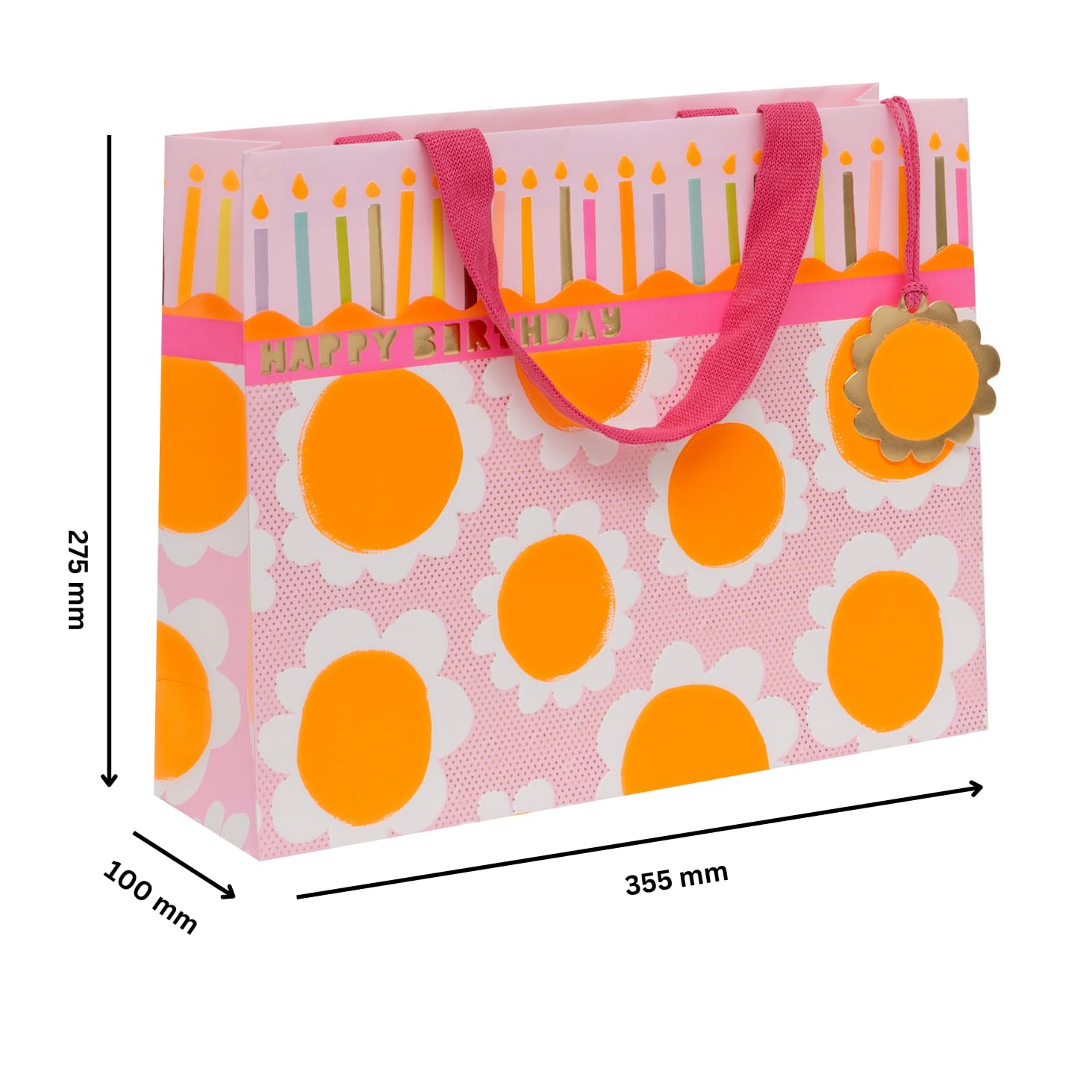 Glick Dazzling Daisies Large Landscape Gift Bag | 275 x 355 x 100 mm | Recyclable Paper 6