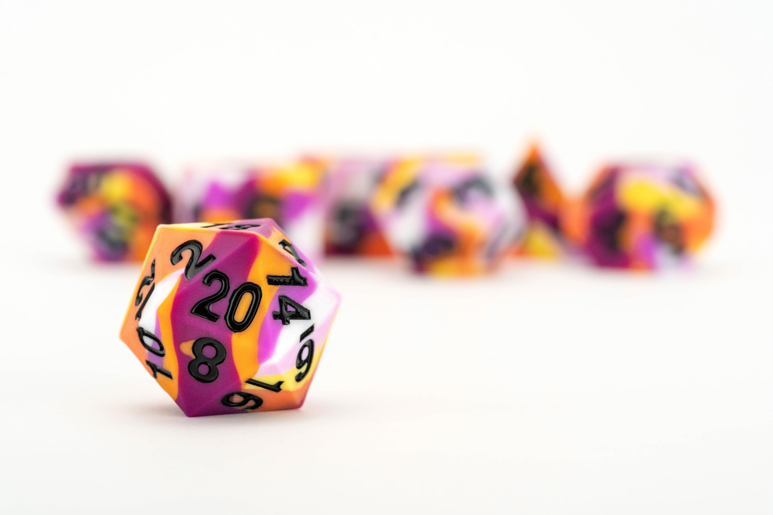 Metallic Dice Games FanRoll Lesbian Pride Sharp Edge Silicone Poly Dice Set | 16mm | 7 Piece 2