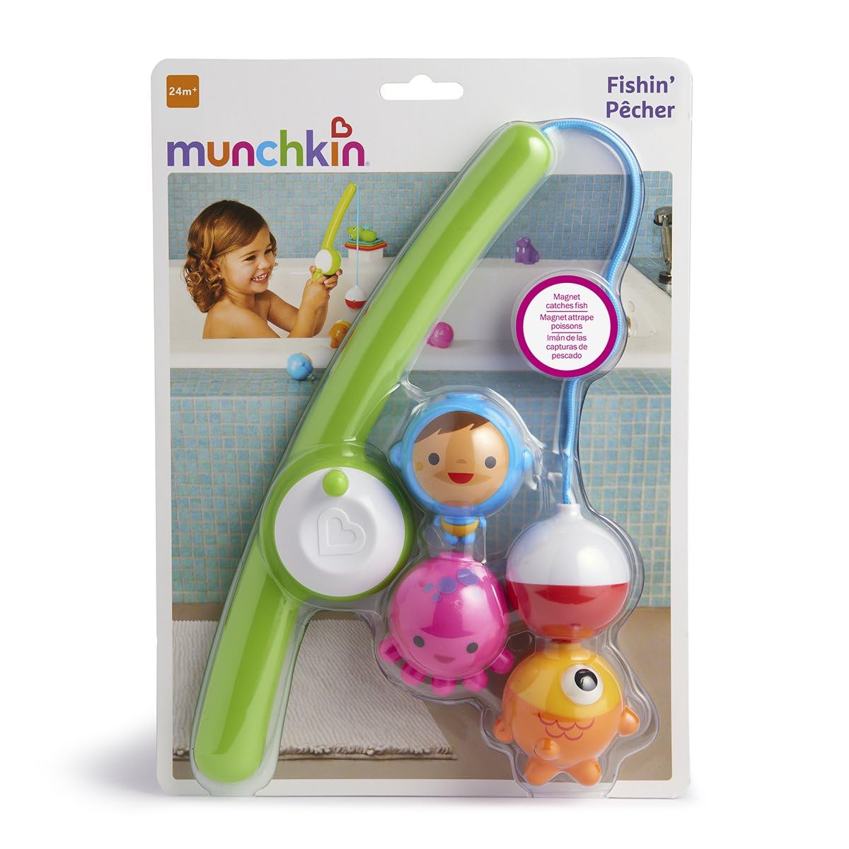 Munchkin Gone Fishin' Rod & Reel Magnetic Bath Toy Set | 3 Bobbing Characters | Ages 24+ Months 3