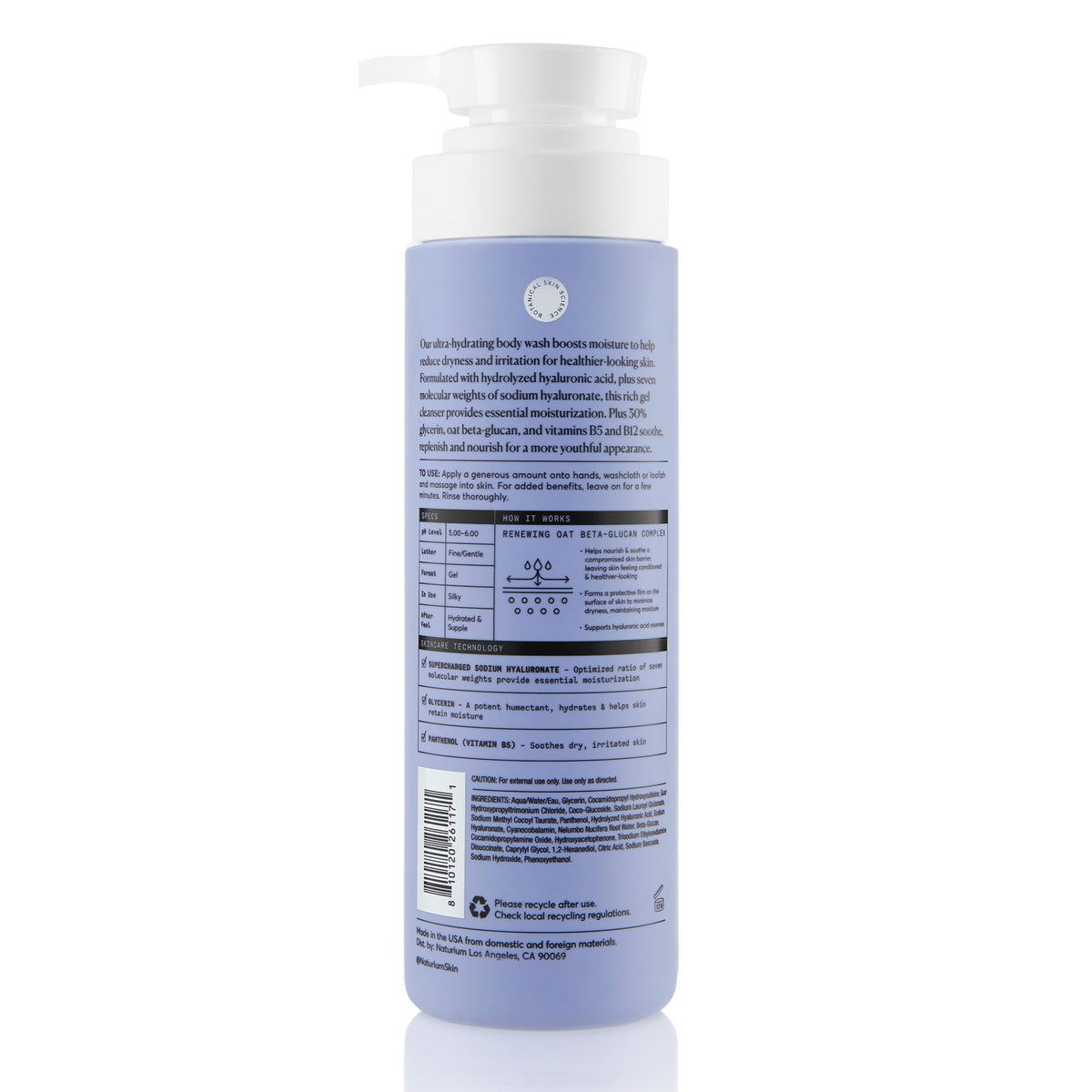 Naturium Hyaluronic Acid Body Wash - Hydrating & Moisturising with Glycerin & Vitamin B5 | 500 ml