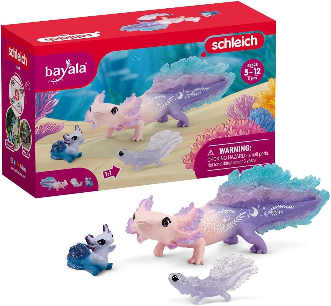 Schleich Bayala 42628 Axolotl Salamander Playset - 3-Piece Magical Underwater Figures 1