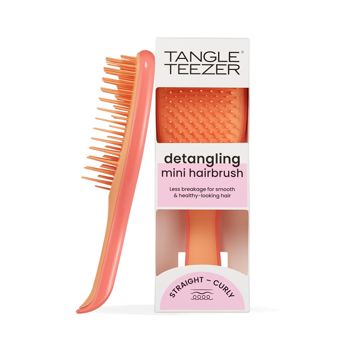 Tangle Teezer Ultimate Detangler Mini Hairbrush - Detangles & Minimizes Breakage | Paddle Brush | Salmon Pink & Apricot