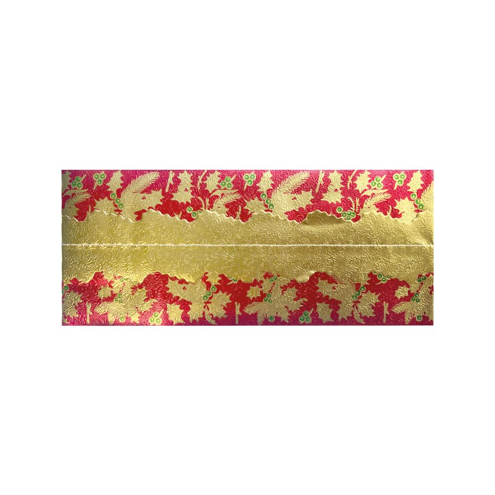 Anniversary House Traditional Christmas Cake Frill - Red/Gold Holly, 86cm Pre-Cut Decorative Trim