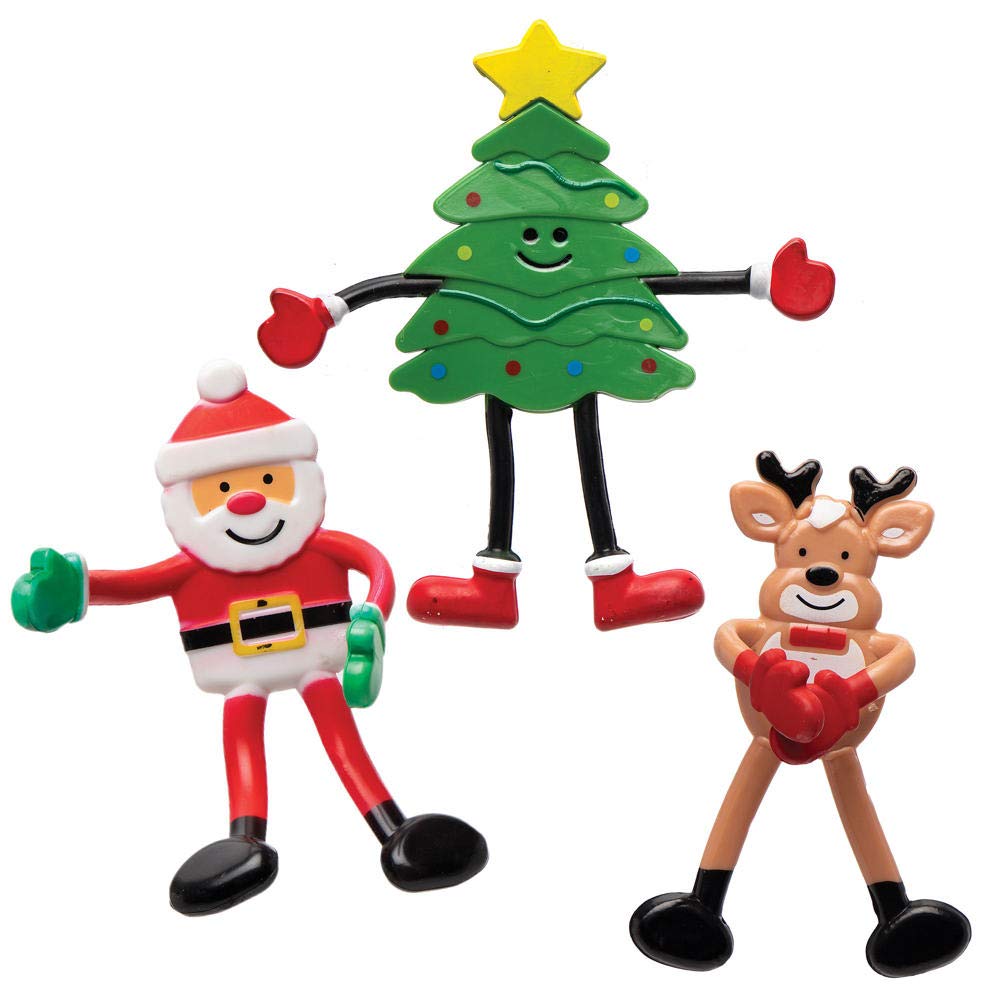 Baker Ross Christmas Bendies - Pack of 5 Bendable Christmas Party Favour Toys