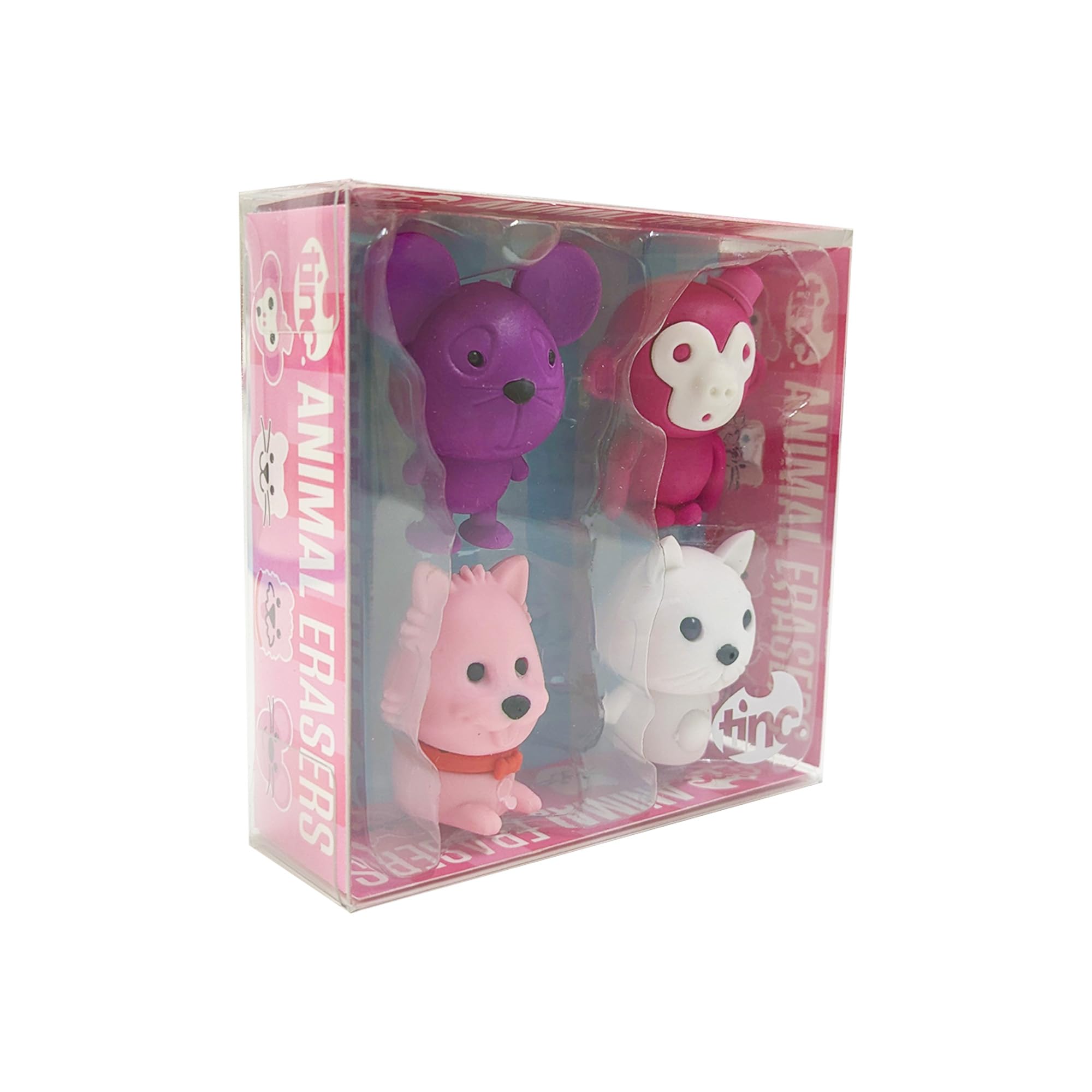 Tinc Animal Collection Pencil Erasers - Pack of 4 Cute Animal Characters 1