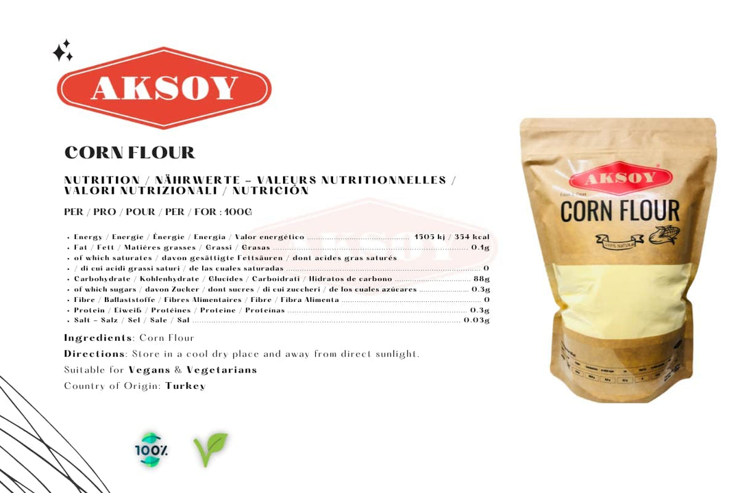 Aksoy Corn Flour 1.25KG - High Quality Resealable Pouch