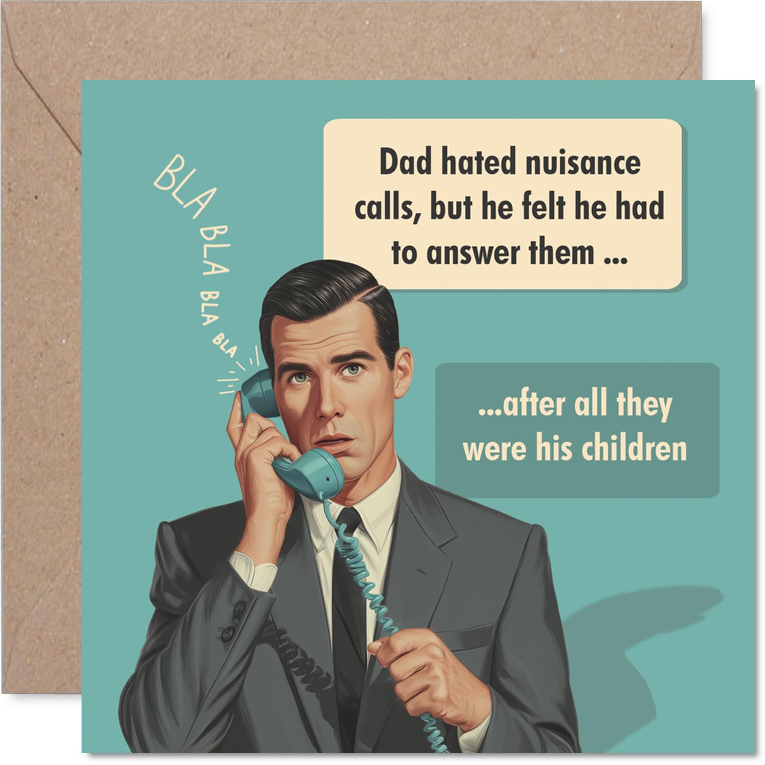 Stuff4 Funny Birthday Card for Dad - Vintage Wit Illustration | 145mm Square 1