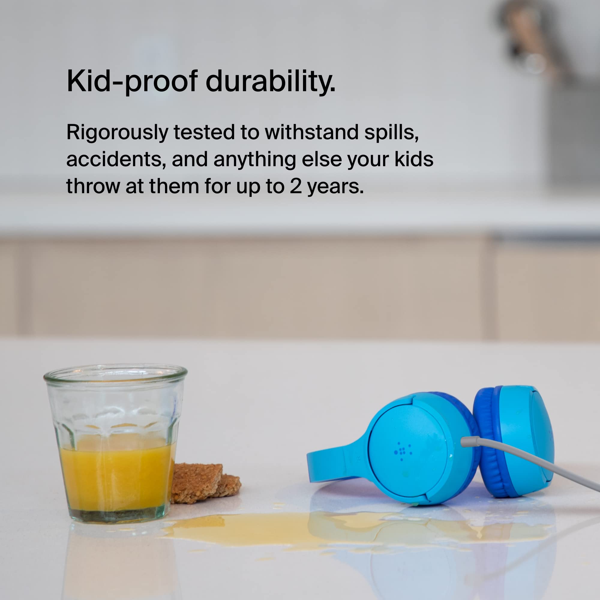 Belkin SOUNDFORM Mini Wired On-Ear Headphones for Kids - 85dB Limit, Built-in Mic | Blue 3