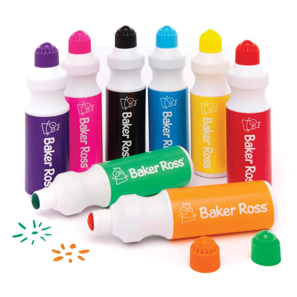 Baker Ross Jumbo Paint Markers - Pack of 8, Quick Drying, Easy Grip for Kids Ages 3+ 1