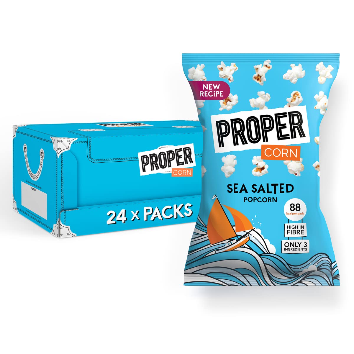 PROPER Lightly Sea Salted Popcorn 24 x 20g Snack Packs 1