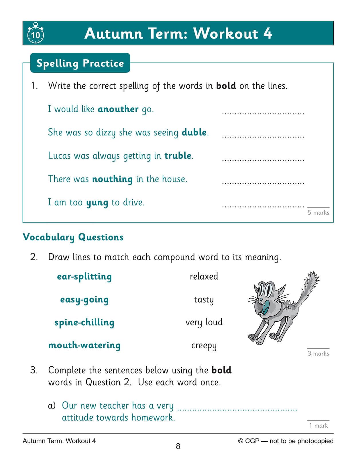 CGP Books New KS2 English 10-Minute Weekly Workouts - Year 5 Spelling & Vocabulary | Ages 9-10 2